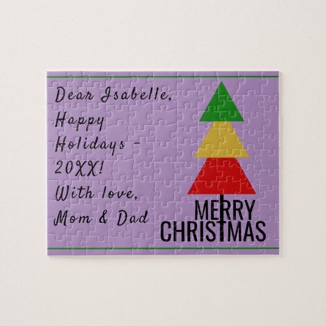 GOD JUL TRÄD TRIANGLE FORMER AV CHRISTMAS STOCKING PUSSEL (Horisontell)