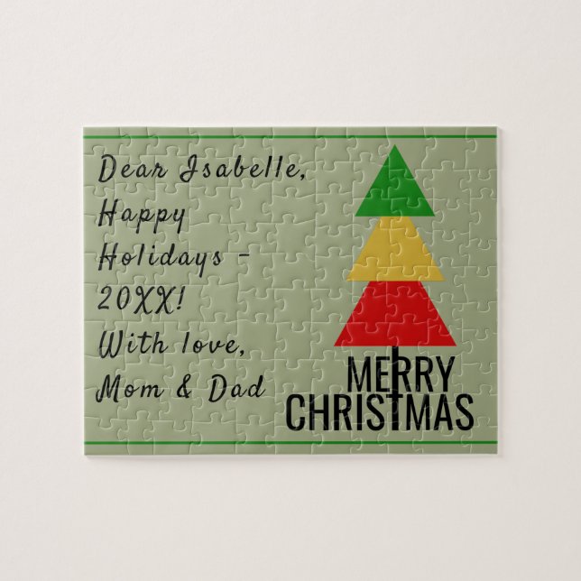 GOD JUL TRÄD TRIANGLE FORMER AV CHRISTMAS STOCKING PUSSEL (Horisontell)