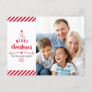 GOD JUL TRÄD-typografi, fotoröd Helg Vykort