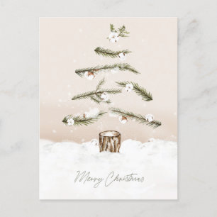 God jul Träd Watercolor Helg Vykort