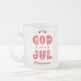 God Jul Traditional Svenska Julfont Frostad Glasmugg