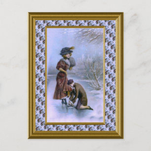 god jul traditionella skridskor helg vykort