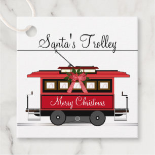 God jul Tram Trolley Streetcar Gåvor Etiketter
