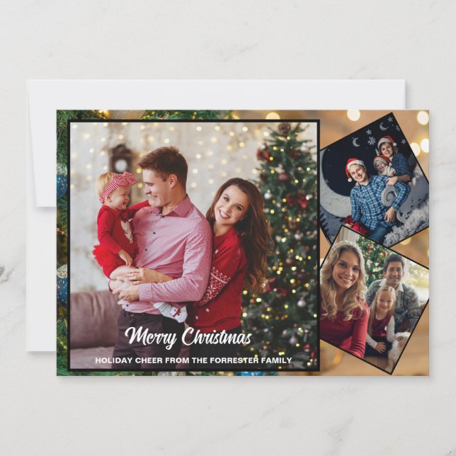  God jul tre familjefoto   Julkort (Framsida)
