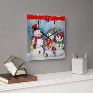 God Jul, Tre Färgrika Snömän, Fyrkantig Klocka
