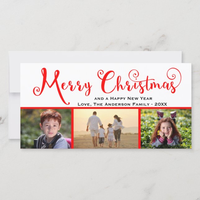 God jul tre fotoskript - fotokort julkort (Framsida)