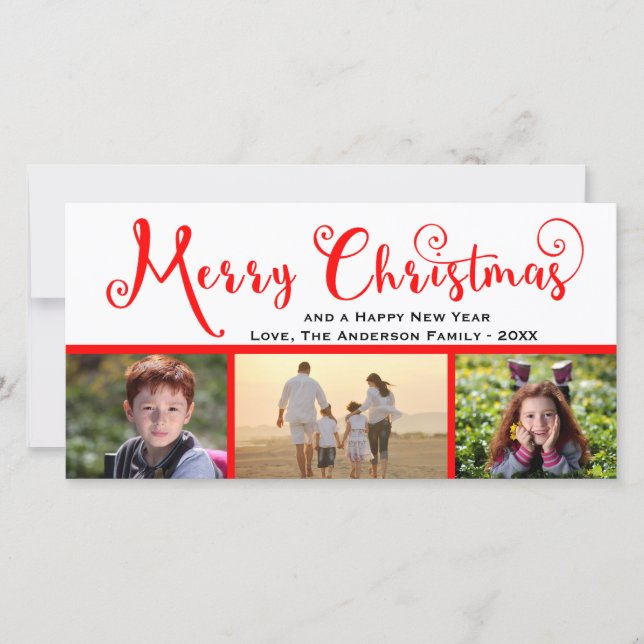 God jul tre fotoskript - fotokort julkort (Framsida)