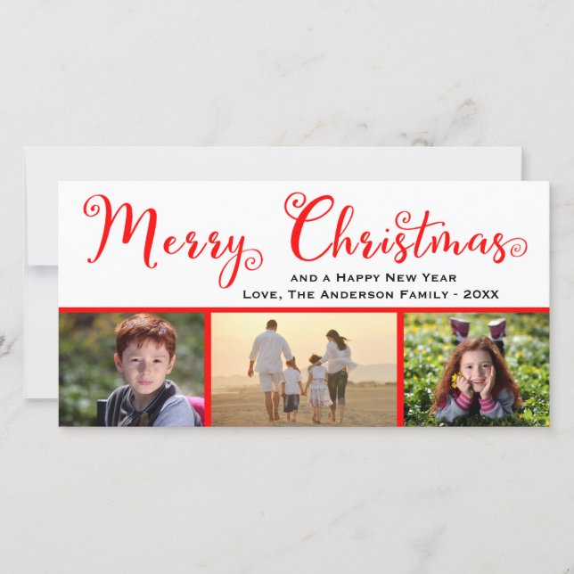 God jul tre fotoskript - fotokort julkort (Framsida)