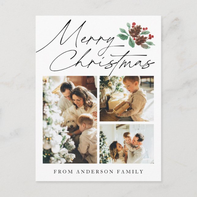 God jul Tre Photo Cherry Botanical Helg Vykort (Framsida)