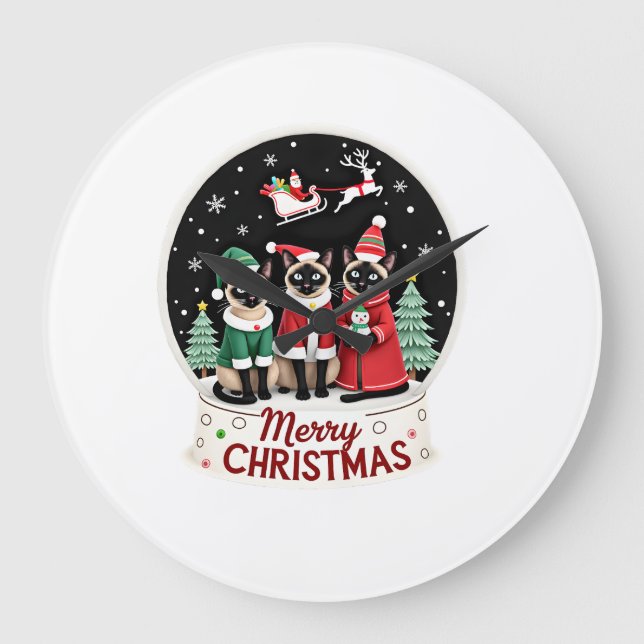 God Jul Tre Tomte Alv Renar Siamese K Stor Klocka (Framsida)