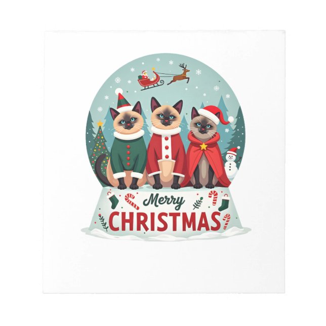 God Jul Tre Tomte Elf Ren Siamese K Anteckningsblock (Framsida)
