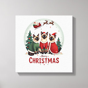 God Jul Tre Tomte Elf Ren Siamese K Canvastryck