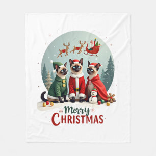 God Jul Tre Tomte Elf Ren Siamese K Fleecefilt