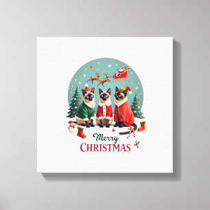 God Jul Tre Tomte Elf Ren Siamesiska K Canvastryck