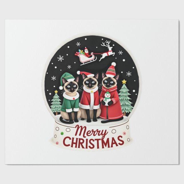 God Jul Tre Tomte Elf Ren Siamesiska K Presentpapper (Platt)