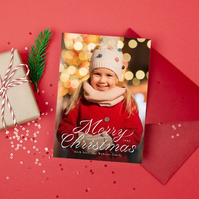 God Jul trendig bandstav skrivstil ett foto Julkort (Skapare uppladdad)
