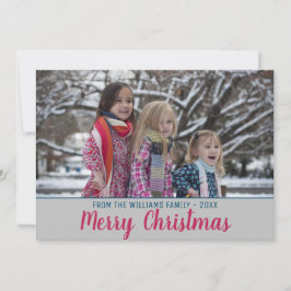 God jul Trendig Rosa Penselskriptfoto Julkort