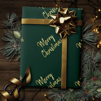 God jul | Trendigets Grönt och Guld Modern Presentpapper