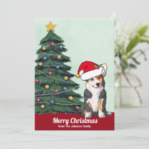 God jul Tricolor Corgi i Santa Hat Cute Julkort
