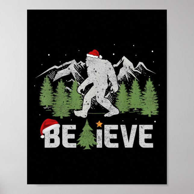 God jul, tro Bigfoot, Julafton Träd för Manar Poster (Framsidan)