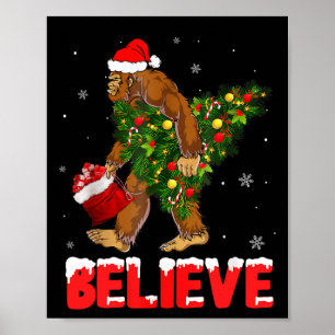 God jul, tro Bigfoot, Julafton Träd för Manar Poster