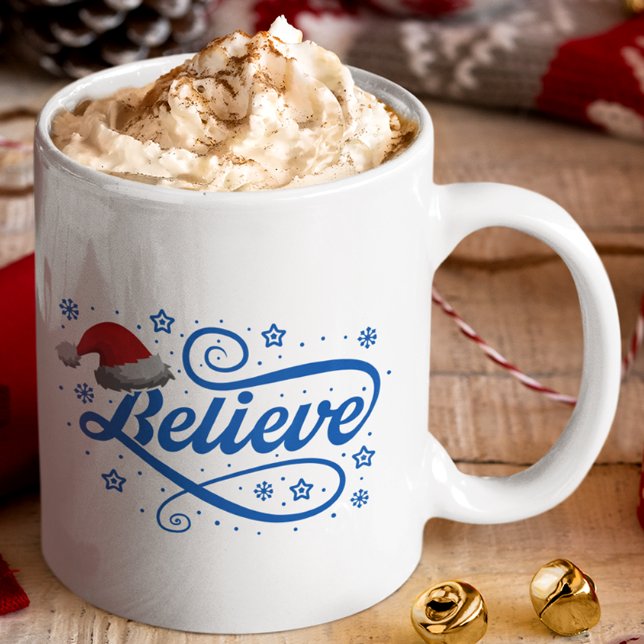 God jul, tro Jultomten - Santa Hat Blue Kaffemugg (Skapare uppladdad)