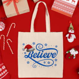 God jul, tro Jultomten - Santa Hat Blue Tygkasse