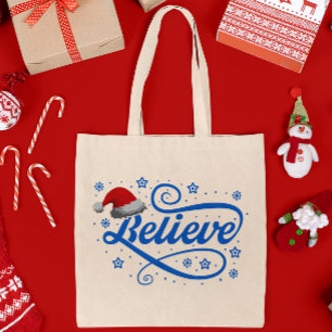 God jul, tro Jultomten - Santa Hat Blue Tygkasse