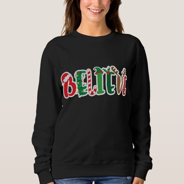 God jul, tro Ljus Santa Hat Candy cane Elf T Shirt (Framsida)