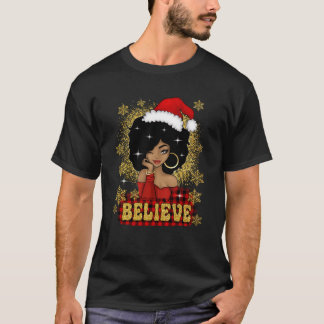 God jul, tro Santa African American Black Wom T Shirt