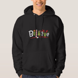 God jul, tro Santa Hat Julafton Träd Antlers Hoodie