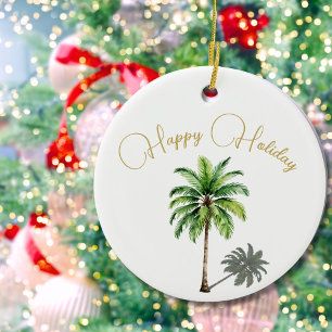 God jul, Tropical Handflatan Träd Guld Merry Julgransprydnad Keramik