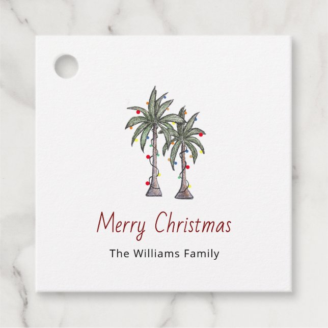 God jul Tropical Handflatan Träd Julfest Gåvor Etiketter (Framsida)