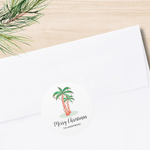 God jul Tropical Handflatan Träd Runt Klistermärke
