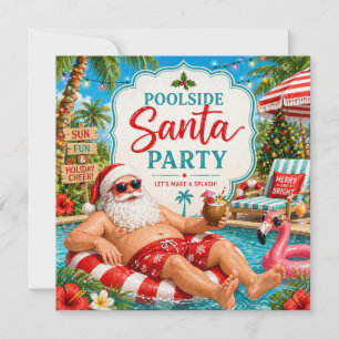 God Jul Tropisk Tomte Sommar Poolparty Julkort