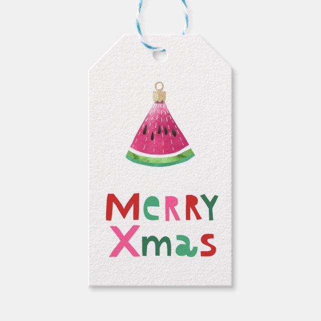 God jul Tropiska Märkre i jultomten Watermelon Gif Presentetikett (Framsidan)