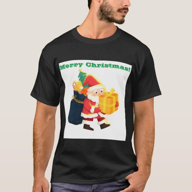 God jul tryckt Wish Magic-Tee Black Färg T Shirt (Framsida)