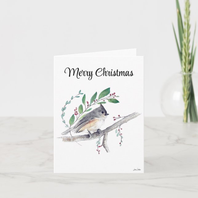 God jul tuftat timus Bird Helgdag Card Kort (Framsida)