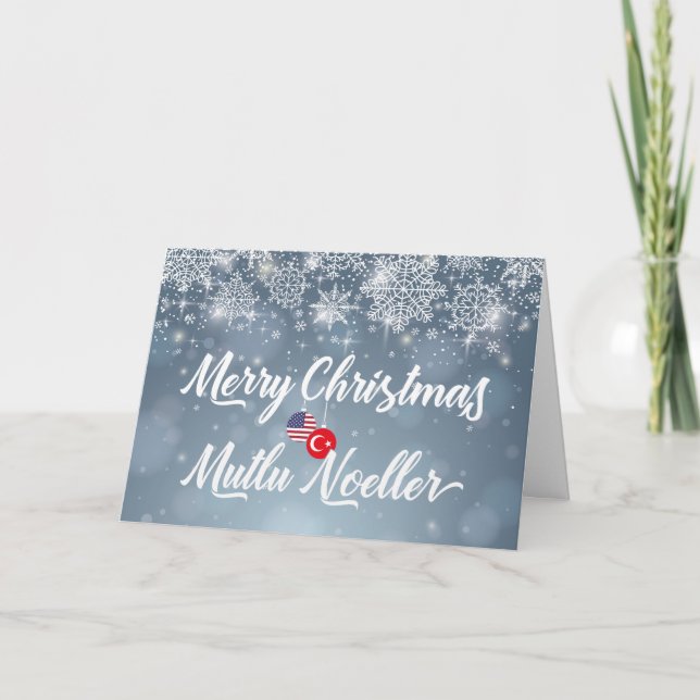 God jul Turkisk amerikansk bilingual Card Helgkort (Framsida)