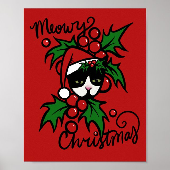 God jul Tuxedo Cat Poster (Framsidan)