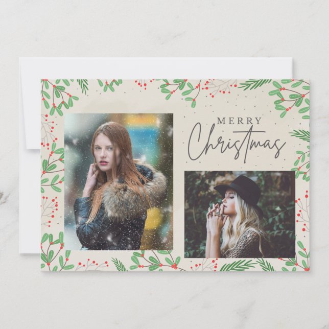 God Jul Två Foto Julkort (Framsida)