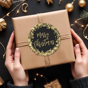 God jul Twinkling Guld Stars Runt Klistermärke
