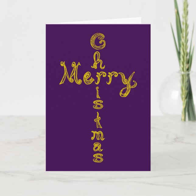 God Jul Tyg Font Guld Kors Helgkort (Framsida)