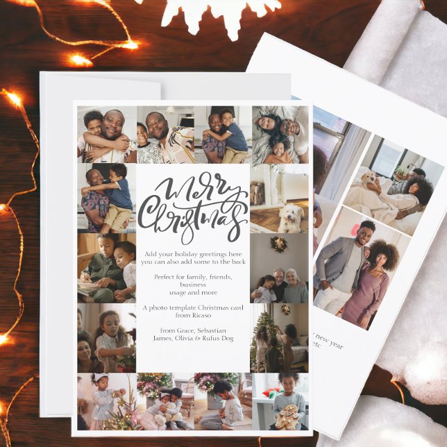 God jul Typografi 17 Foto Julkort (Merry Christmas Typography 17 Photo Holiday Cards from Ricaso. Add own photographs and text)