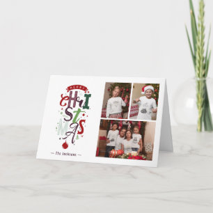 God Jul Typografi 3 Fotokollage högtid Kort