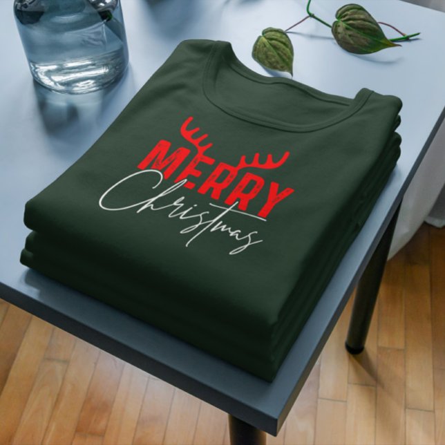 God jul Typografi Antlers T Shirt (Skapare uppladdad)