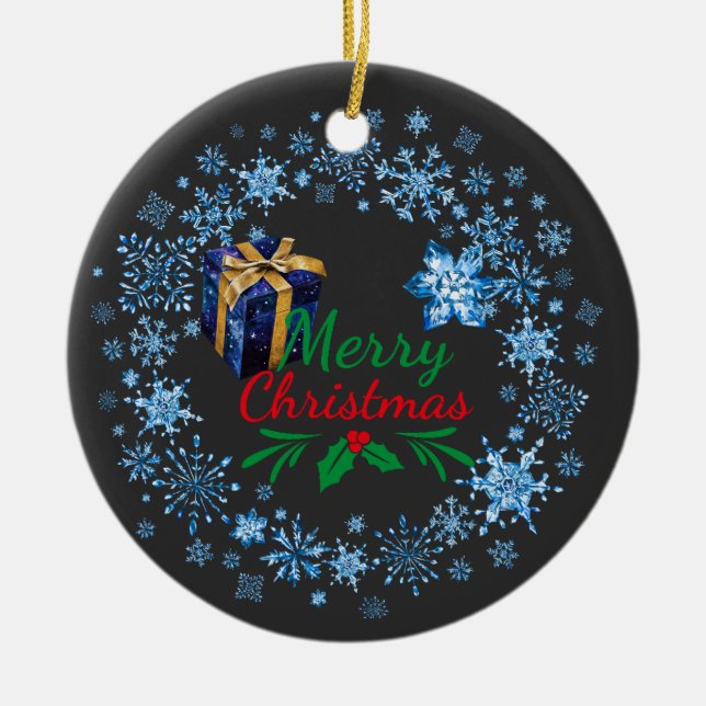 God jul-typografi, återställ text julgransprydnad keramik (Framsidan)