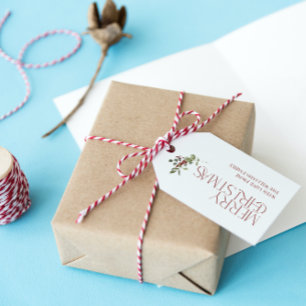 God jul Typografi botaniskt Presentetikett