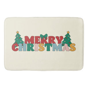 God jul Typografi dekorerad Gräs Träd Badrumsmatta