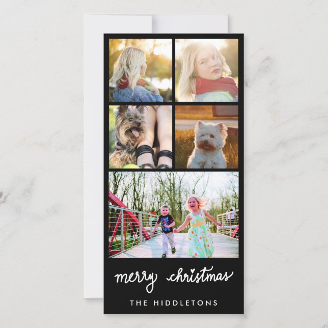 God jul-typografi fem fotokollage julkort (Framsida)